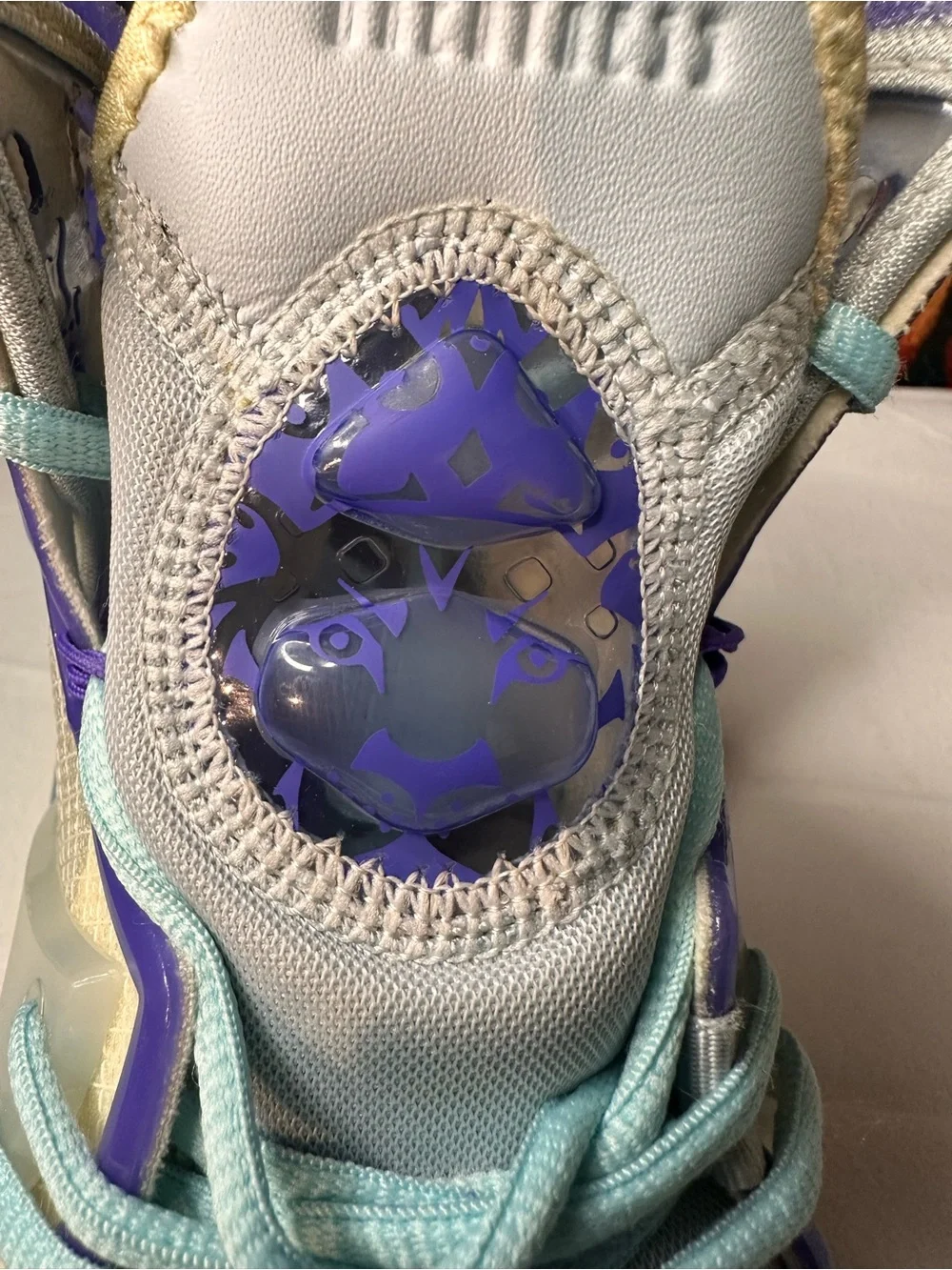 No.46 Nike LeBron 19 GS Basketball Shoes Aura/Citron Tint-Worn Blue (DD0418-412)